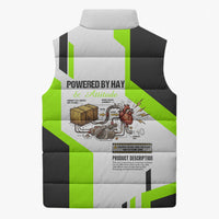 Rabbit Powered By Hay And Attitude Sleeveless Puffer Jacket Funny Sarcastic Bunny Diagram Graphic Art