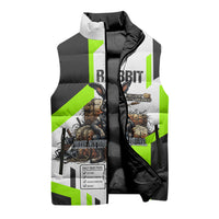 Rabbit Powered By Hay And Attitude Sleeveless Puffer Jacket Funny Sarcastic Bunny Diagram Graphic Art