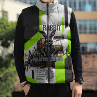 Rabbit Powered By Hay And Attitude Sleeveless Puffer Jacket Funny Sarcastic Bunny Diagram Graphic Art