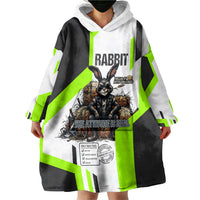 Rabbit Powered By Hay And Attitude Wearable Blanket Hoodie Funny Sarcastic Bunny Diagram Graphic Art