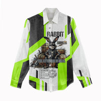Rabbit Powered By Hay And Attitude Women Casual Shirt Funny Sarcastic Bunny Diagram Graphic Art