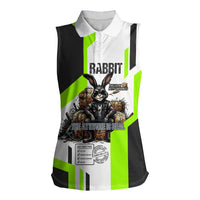 Rabbit Powered By Hay And Attitude Women Sleeveless Polo Shirt Funny Sarcastic Bunny Diagram Graphic Art