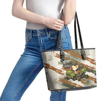 Wheek Squad Guinea Pig Leather Tote Bag Funny Military Tactical Camo Veggie Division Schematic