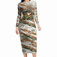 Wheek Squad Guinea Pig Long Sleeve Bodycon Dress Funny Military Tactical Camo Veggie Division Schematic