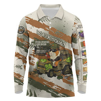Wheek Squad Guinea Pig Long Sleeve Polo Shirt Funny Military Tactical Camo Veggie Division Schematic