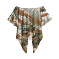 Wheek Squad Guinea Pig Off Shoulder Wrap Waist Top Funny Military Tactical Camo Veggie Division Schematic