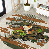 Wheek Squad Guinea Pig Round Carpet Funny Military Tactical Camo Veggie Division Schematic