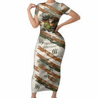 Wheek Squad Guinea Pig Short Sleeve Bodycon Dress Funny Military Tactical Camo Veggie Division Schematic