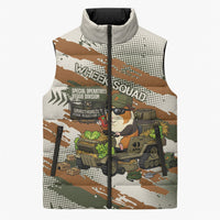 Wheek Squad Guinea Pig Sleeveless Puffer Jacket Funny Military Tactical Camo Veggie Division Schematic