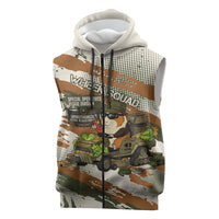 Wheek Squad Guinea Pig Sleeveless Zip Hoodie Funny Military Tactical Camo Veggie Division Schematic