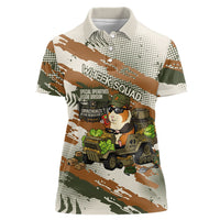 Wheek Squad Guinea Pig Women Polo Shirt Funny Military Tactical Camo Veggie Division Schematic