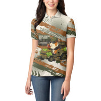 Wheek Squad Guinea Pig Women Polo Shirt Funny Military Tactical Camo Veggie Division Schematic