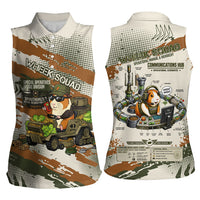 Wheek Squad Guinea Pig Women Sleeveless Polo Shirt Funny Military Tactical Camo Veggie Division Schematic