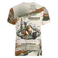 Wheek Squad Guinea Pig Women V-Neck T-Shirt Funny Military Tactical Camo Veggie Division Schematic