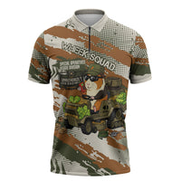 Wheek Squad Guinea Pig Zipper Polo Shirt Funny Military Tactical Camo Veggie Division Schematic
