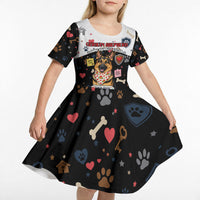 German Shepherd Home Security With A Heart Kid Short Sleeve Dress Officer Loyal Guard Dog Best Friend Mascot