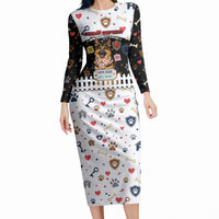German Shepherd Home Security With A Heart Long Sleeve Bodycon Dress Officer Loyal Guard Dog Best Friend Mascot