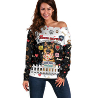 German Shepherd Home Security With A Heart Off Shoulder Sweater Officer Loyal Guard Dog Best Friend Mascot