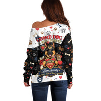 German Shepherd Home Security With A Heart Off Shoulder Sweater Officer Loyal Guard Dog Best Friend Mascot