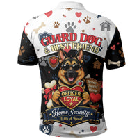 German Shepherd Home Security With A Heart Polo Shirt Officer Loyal Guard Dog Best Friend Mascot