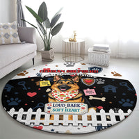 German Shepherd Home Security With A Heart Round Carpet Officer Loyal Guard Dog Best Friend Mascot