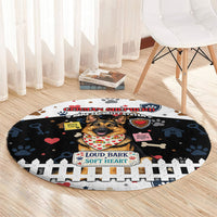 German Shepherd Home Security With A Heart Round Carpet Officer Loyal Guard Dog Best Friend Mascot