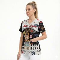 German Shepherd Home Security With A Heart Scrub Top Officer Loyal Guard Dog Best Friend Mascot