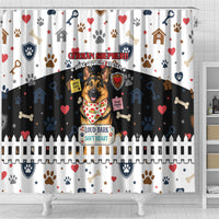 German Shepherd Home Security With A Heart Shower Curtain Officer Loyal Guard Dog Best Friend Mascot