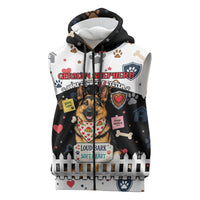 German Shepherd Home Security With A Heart Sleeveless Zip Hoodie Officer Loyal Guard Dog Best Friend Mascot
