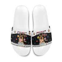 German Shepherd Home Security With A Heart Slide Sandals Officer Loyal Guard Dog Best Friend Mascot