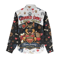 German Shepherd Home Security With A Heart Women Casual Shirt Officer Loyal Guard Dog Best Friend Mascot
