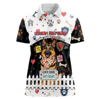 German Shepherd Home Security With A Heart Women Polo Shirt Officer Loyal Guard Dog Best Friend Mascot