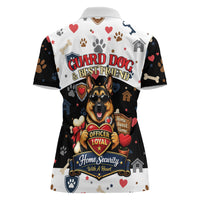 German Shepherd Home Security With A Heart Women Polo Shirt Officer Loyal Guard Dog Best Friend Mascot