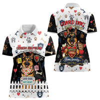 German Shepherd Home Security With A Heart Women Polo Shirt Officer Loyal Guard Dog Best Friend Mascot