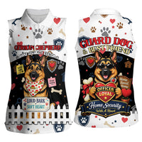 German Shepherd Home Security With A Heart Women Sleeveless Polo Shirt Officer Loyal Guard Dog Best Friend Mascot