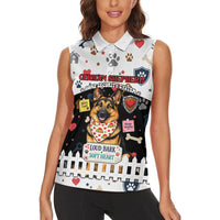 German Shepherd Home Security With A Heart Women Sleeveless Polo Shirt Officer Loyal Guard Dog Best Friend Mascot