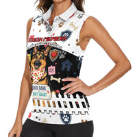 German Shepherd Home Security With A Heart Women Sleeveless Polo Shirt Officer Loyal Guard Dog Best Friend Mascot