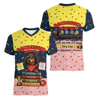 Dachshund Long Dog Big Personality Women V-Neck T-Shirt Dachshund Lovers Club Cute Mascot