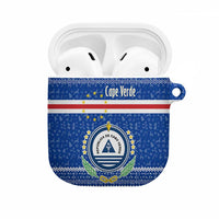 Cape Verde Christmas AirPods Case with Blue Festive Pattern Sailing Santa and National Emblem Motif - Wonder Print Shop