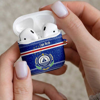 Cape Verde Christmas AirPods Case with Blue Festive Pattern Sailing Santa and National Emblem Motif - Wonder Print Shop
