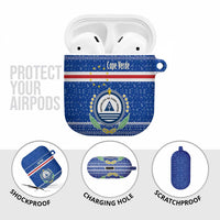 Cape Verde Christmas AirPods Case with Blue Festive Pattern Sailing Santa and National Emblem Motif - Wonder Print Shop