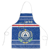 Cape Verde Christmas Apron with Blue Festive Pattern Sailing Santa and National Emblem Motif - Wonder Print Shop