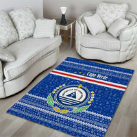 Cape Verde Christmas Area Rug with Blue Festive Pattern Sailing Santa and National Emblem Motif - Wonder Print Shop