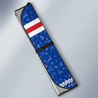 Cape Verde Christmas Auto Sun Shade with Blue Festive Pattern Sailing Santa and National Emblem Motif - Wonder Print Shop