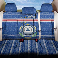 Cape Verde Christmas Back Car Seat Cover with Blue Festive Pattern Sailing Santa and National Emblem Motif - Wonder Print Shop