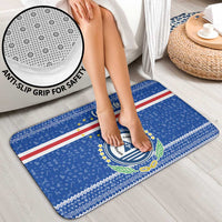 Cape Verde Christmas Bathroom Set with Blue Festive Pattern Sailing Santa and National Emblem Motif - Wonder Print Shop