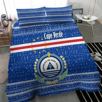 Cape Verde Christmas Bedding Set with Blue Festive Pattern Sailing Santa and National Emblem Motif - Wonder Print Shop