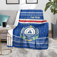 Cape Verde Christmas Blanket with Blue Festive Pattern Sailing Santa and National Emblem Motif - Wonder Print Shop