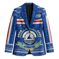 Cape Verde Christmas Blazer with Blue Festive Pattern Sailing Santa and National Emblem Motif - Wonder Print Shop
