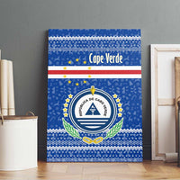 Cape Verde Christmas Canvas Wall Art with Blue Festive Pattern Sailing Santa and National Emblem Motif - Wonder Print Shop